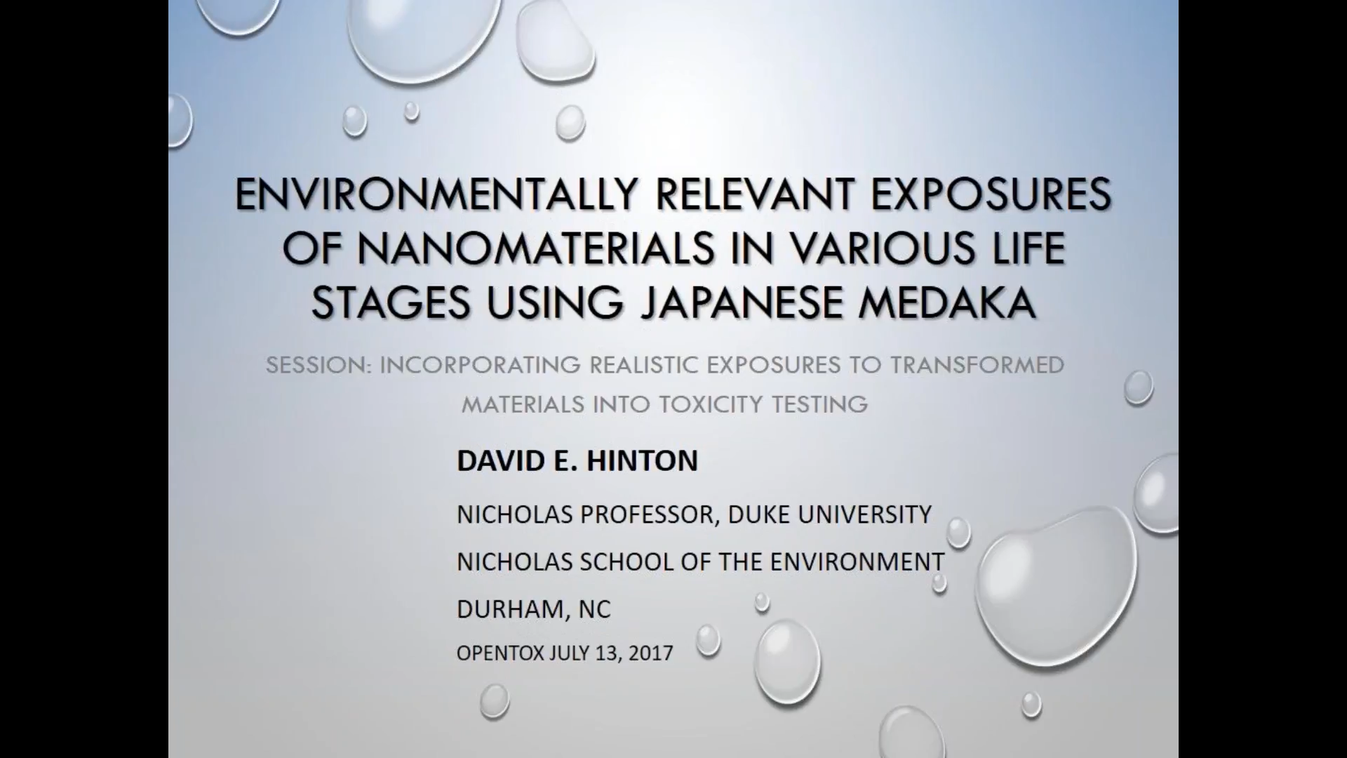Environmentally Relevant Exposures of Nano-materials